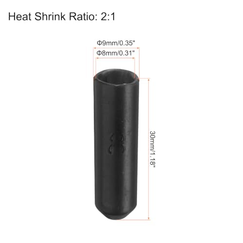 QUARKZMAN Pack of 50 Waterproof Heat Shrink Caps 8 mm ID x 30 mm L Rubber End Caps 3:1 Shrink Ratio Heat Shrink Tube Caps with Adhesive Black Rubber Plugs for Screwdrivers Furniture Feet 8mm x 30mm