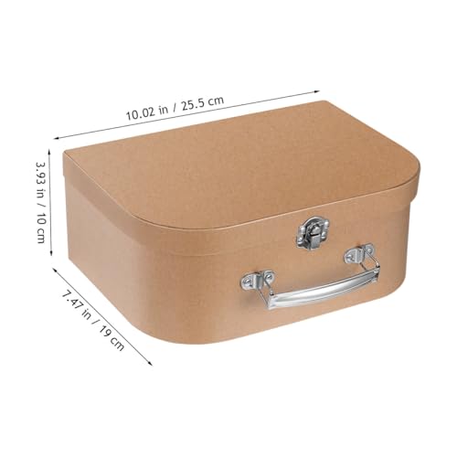 TEHAUX Kraft Paper Suitcase Gift Box 10.03 X 7.48 X 3.93 in Paperboard Suitcase for Jewelry Gift Storage Wedding Wrapping Party Favors Portable Carry Box