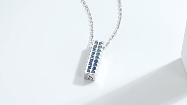 Urn Necklaces for Ashes 925 Sterling Silver Cremation Jewelry for Ashes Urns Pendant Keepsake Memorial Jewelry with Crystal for Women blue