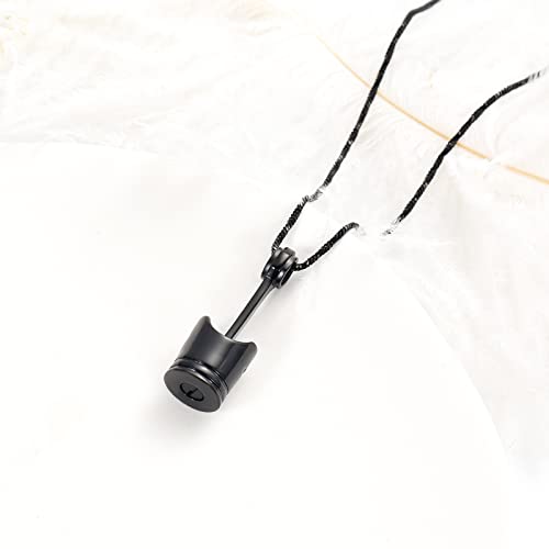 Yinplsmemory Mens Cremation Jewelry Motor Piston Urn Necklace for Ashes Keepsake Memorial Ashes Jewelry for Human/Pet Ashes Black