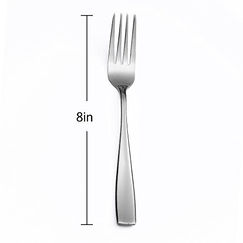 Eslite stainless steel salad forks set with 24 pieces, 8-inch size, featuring sleek, polished fork heads and long handles.