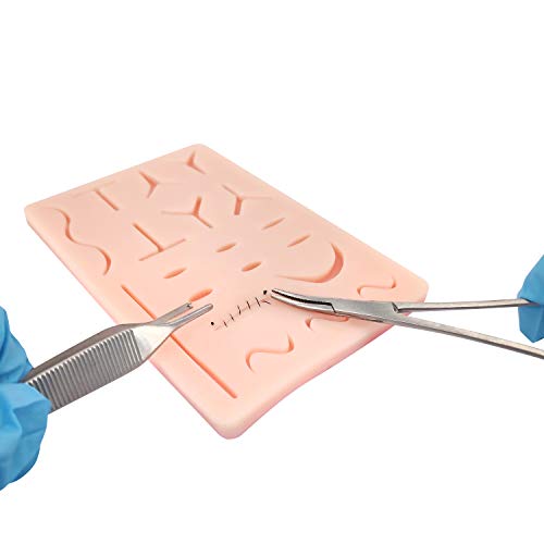 Medarchitect Improved Seam Exercise Pad Reusable Silicone Skin Model for Medical Training with 19 Pre-Cut Wounds for Medical Practice Suture Training Course for Students
