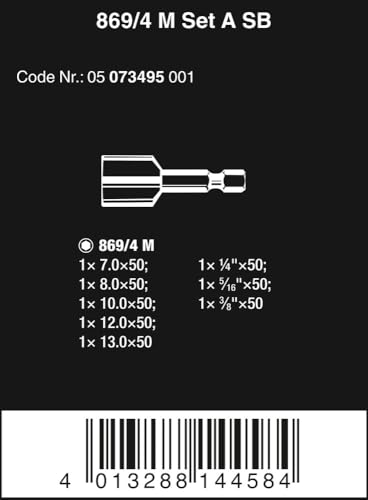 Wera Magnetic Nutsetter 869/4 M Set A, 8PC - 05073495001