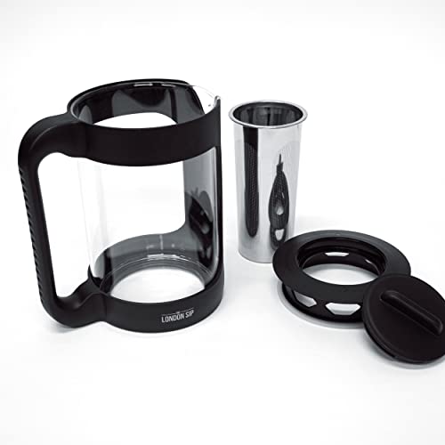 The London Sip Cold Brew Coffee Maker, 1500ml Cold Brew Pitcher with 304 Stainless Steel Filter, Borosilicate Glass Iced Coffee Pitcher with Handle & Pour Spout, Reusable Cold Brewer for Coffee & Tea