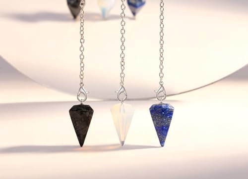 3 Pcs Crystal Pendulum Set Wiccan Accessories Divination Tools Opal,labradorite,lapis Lazuli