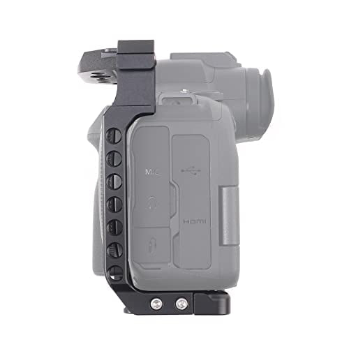 Hersmay EOS R6 II / R6 III Camera Cage with Top Handle for Canon EOS R6 Mark II, R6 Mark III Mirrorless Camera Aluminum Alloy Film Movie Making Camera Video Cage with Shoe Mount For Canon EOS R6II/III