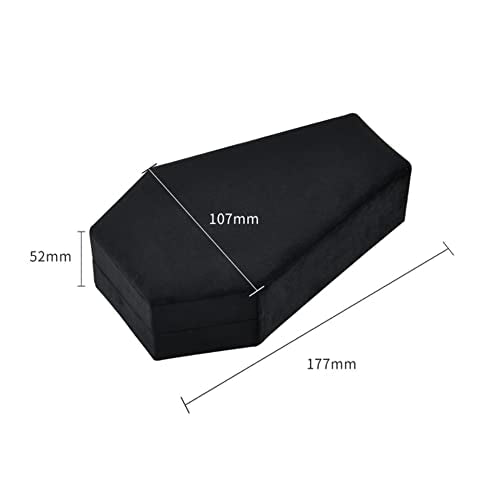 Velvet Coffin Jewelry Travel Case Holder for Gothic Wedding Ceremony Jewelry Organizer Decoration (Black and Red) Black and Red