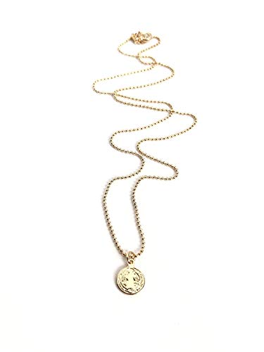 SIFRIMANIA Saint Benedict Small Pendant Necklace, 18K Gold Plated Catholic Medal, Minimalist Religious Jewelry with Ball Chain, 17.5 Inch