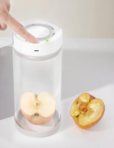 Minidiva Smart Vacuum Container, Automatic Electric Airtight Glass Jar for Food Coffee Storage Meal Prep (White-1350ml-1) 1350ml