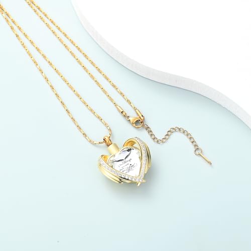 Imrsanl Cremation Jewelry Angel Wing Heart Urn Necklaces for Women Gold-Wings