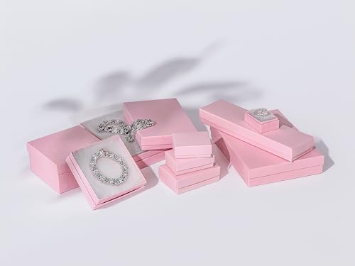 TheDisplayGuys 100 Cardboard Jewelry Gift Boxes with Inserts - Pastel Pink 1 Count (Pack of 100) 1.9" x 1.3" x 0.7" (#10)