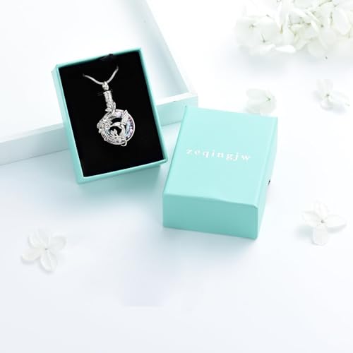 zeqingjw Crystal Hummingbird Cremation Urn Necklaces for Ashes Stainless Steel Urn Jewelry for Human Pets Keepsake Jewelry for Loved Ones Purple-Silver