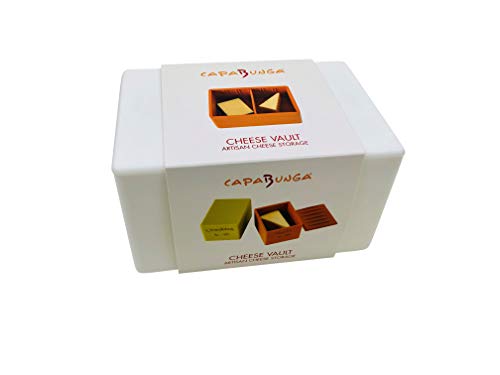 CapaBunga Cheese Vault with Divider - Reusable Artisan Cheese Storage Container for Fridge - Food Grade Silicone Cheese Container 6x4x3.5” - Cheese Keeper for Refrigerator - White Cheese Holder