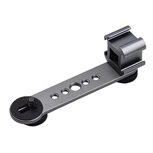 Andoer Triple Cold Shoe Mount Bracket Extension Bar with 1/4 Inch & 3/8 Inch Thread for Gimbal Stabilizer Tripod Camera Flash Light