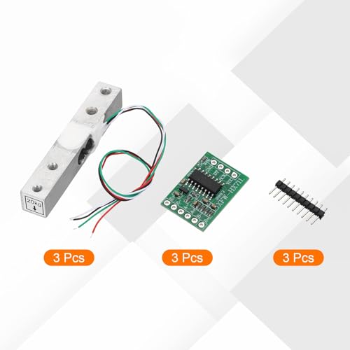 QUARKZMAN Set of 3 Digital Load Cells 20 kg + HX711 Module Weighing Sensor 24 Bit Precision A/D Dual Channel 16 x 24 mm for DIY Portable Electronic Kitchen Scales Kit | Precision, A/D Dual-Channel, 16x24mm, For DIY Portable Electronic Kitchen Scales Kit