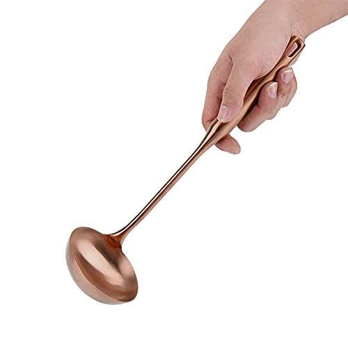 Stainless Steel Kitchen Ladle, Rose Gold Soup Spoon Turner, Heat- Handle, Large Cooking Utensil