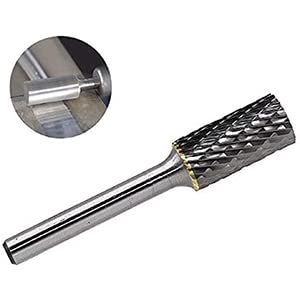 SA-5 5pcs Tungsten Carbide Burrs Cylinder Shape Double Cut Rotary Burr File(1/2” cutter Dia X 1”Cutter Length) with 1/4'' Shank dia,Pack of 5 SA-5-5PCS
