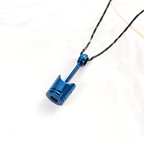 Yinplsmemory Mens Cremation Jewelry Motor Piston Urn Necklace for Ashes Keepsake Memorial Ashes Jewelry for Human/Pet Ashes blue