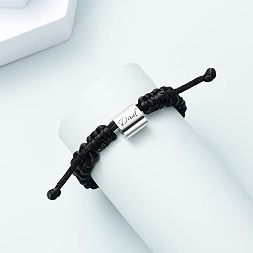 Imrsanl Cremation Jewelry Urn Bracelet for Ashes Braided Adjustable Ashes Bracelets for Men Women Memorial Keepsake for Human Pet Silver-Dad