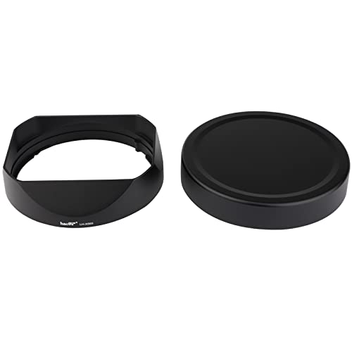 Haoge LH-XF56II Lens Hood Metal Square Bayonet for Fujifilm XF56mm F1.2 R WR Lens, Fuji XF 56MM F1.2 Mark II Lense Hood, with Metal Front Cap