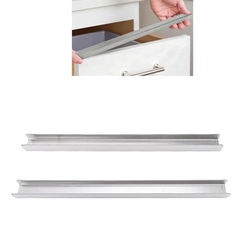 2pcs Cabinet Protectors for Kitchen Cabinets, 304 Stainless Steel Cabinet Protector Edge Guard Slip On Edge Guard for 0.75in Thick Doors and Drawers (23inch)