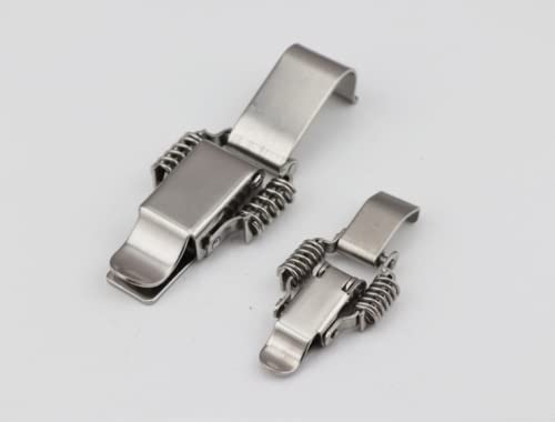 NRC&XRC Stainless Steel Rustic Industrial Double Spring Locking Latch Hasp Chest Toggle Catch Clasp Furniture Hardware Accessories w/Screws (4, M) 4 Medium