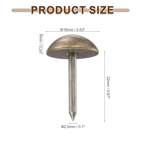 uxcell 16mm bronze solid brass upholstery tacks for sofa, furniture, leather crafts, and wood boxes