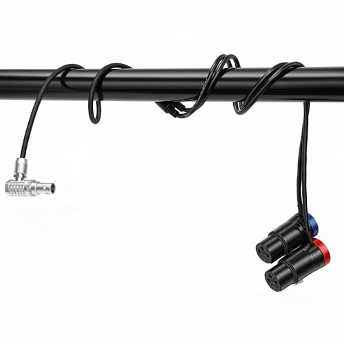 Audio Cable for ARRI Alexa 35 Mini LF Camera Right Angle 0B 6pin Male to Dual Channel Low-Profile XLR 3 Pin Female Y Splitter Cable 60cm Right Angle-Low-Profile XLR