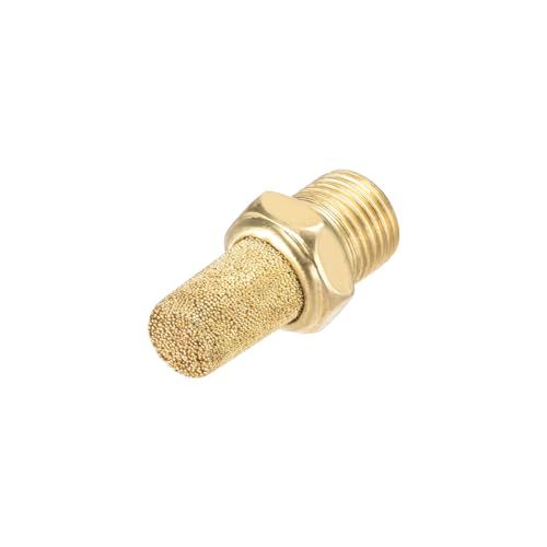 sourcing map Brass Exhaust Silencer with Brass Body 1/8 Inch PT Male Thread Bronze Pack of 10