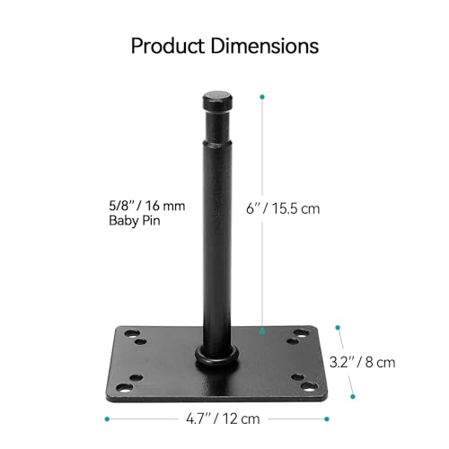 PHOCUS 6" Baby Pin Wall Plate, Wall Ceiling Mount, with 5/8" Stud Adapter