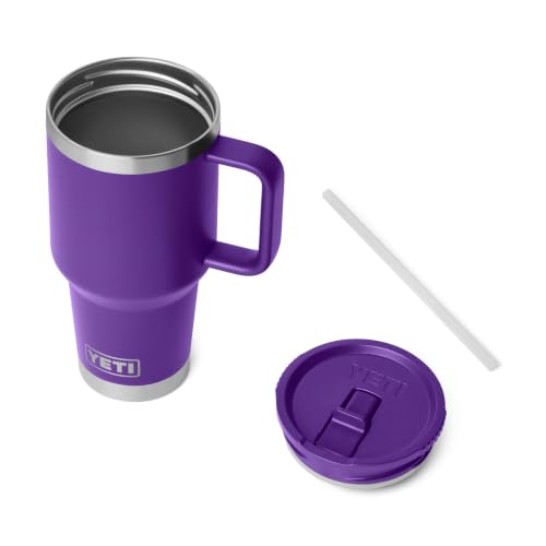 YETI Rambler 30 oz Travel Mug with Flip Straw Lid – Stainless Steel, Vacuum Insulated, Leakproof, Cup Holder Friendly, Pace Purple