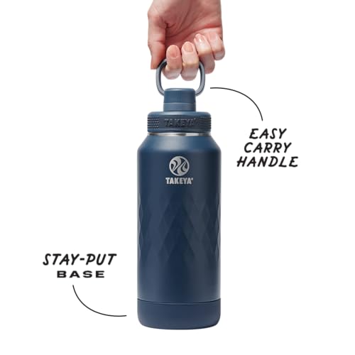 Takeya Sport Triple Insulated Water Bottle with Spout Lid and Ice Blocker (32 oz, Indigo) - Triple Wall, Leakproof, Stainless Steel Water Bottle for Gym & Outdoor Use 32 Ounces