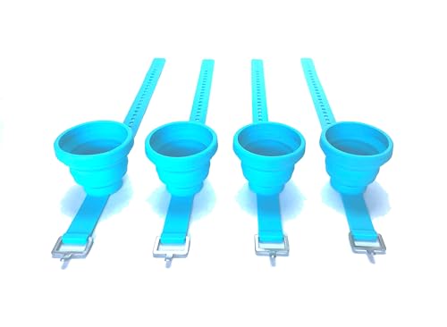 Collapsible and Portable Shot Ski Kit - 4-pack w/ carrying pack. Silicone cups with an adjustable strap that turn any object into a "shot ski"