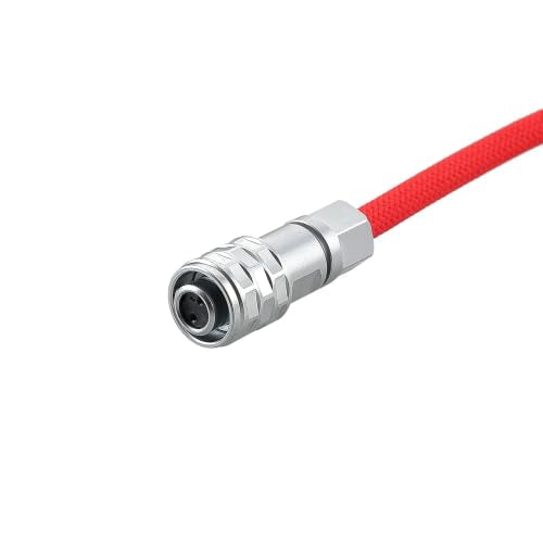 Alvin's Cables D-Tap to BMPCC 6K 4K Coiled Power Cable, Straight Weipu 2-Pin Female to D-Tap Male, Braided Ultra Flexible Coiled Cable for Blackmagic Pocket Cinema Camera 4K/6K/6K Pro, V-Mount, Red Coiled Braided Red