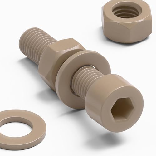 Caterpillar Red 5X natural PEEK socket head screws and bolts M8 x 40mm with nuts and washers
