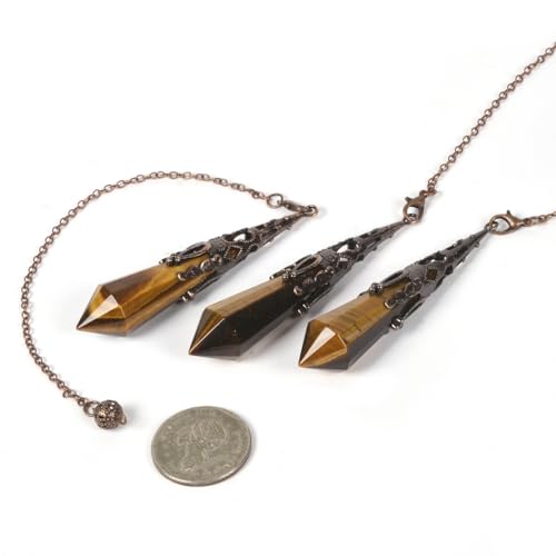 Natural Yellow Tiger Eye 12 Faceted Therapy Healing Dowsing Divination Chakra Reiki Point Pendulum 3 inch