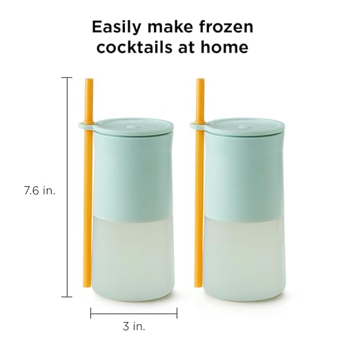 Rabbit Wine Frozen Cocktail Tumblers 12oz Insulated Tumbler for Frose, Frozen Cocktails, Slushies, Leak-Proof Design with Drink Recipes Teal