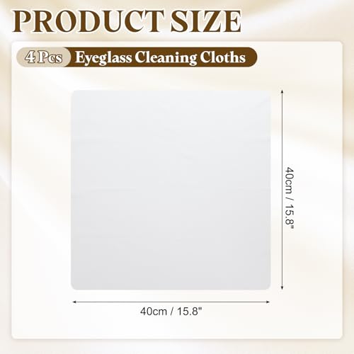 PATIKIL 4Pcs Soft Eyeglass Cloths, 15.8 x 15.8 Electronics Microfiber Cleaning Cloths Eyeglass Cleaning Fabric for Lens Wipes Glasses Cleaner Jewelry LCD Screens Cameras, White