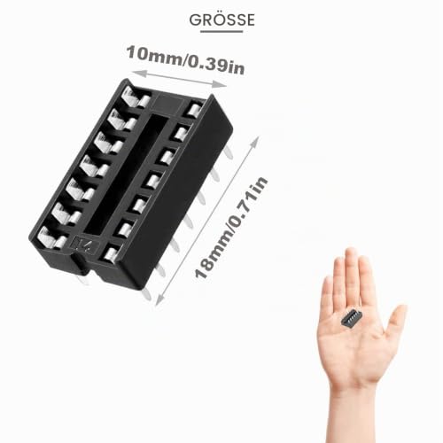 50pcs DIP IC Socket 14 Pin 2.54mm Spacing IC Socket Adapter Solder Type Flat Pin IC Components High Quality with Tin Wire Pin for DIY Electronics Experiment