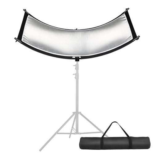 Clamshell Light Reflector Diffuser with Carrying Bag, 40"x20"/100x50cm Photography Arclight Curved Lighting Reflector for Photo Video Studio Outdoor Shooting, Black,White,Gold,Silver (40"x20") 40"x20"