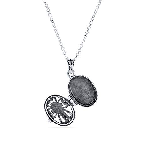 Bling Jewelry Sterling Silver Religious Christian Cross Shape Prayer Box Locket Necklace for Women Memorial Momenta Holder Pendant