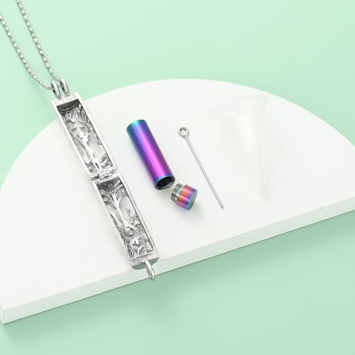 Yinplsmemory Tree of Life Cremation Jewelry Urn Necklace for Women Rainbow