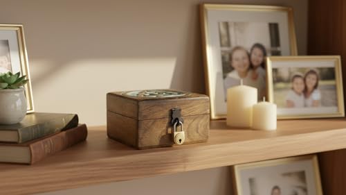 Handmade Wooden Jewelry & Keepsake Box, Decorative Storage Box, 4 x 4 Inch Blue Wash Finish