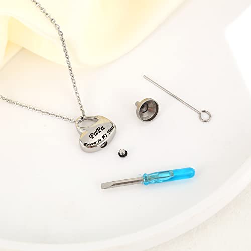 Cremation Urn Jewelry for Ashes, Ash Keepsake Urn Necklace for Man Women,Waterproof Memorial Pendant with free filling kit & velvet box Papa