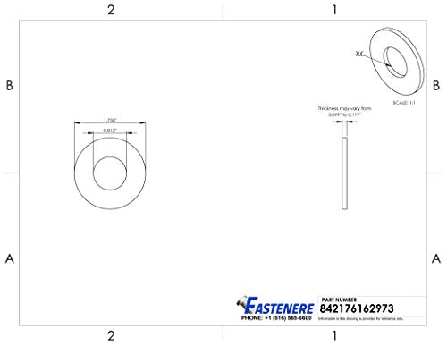 3/4" Solid Brass Flat Washers, Commercial Standard, Grade 360, Plain Finish, Quantity 10 3/4" (10 Pack)