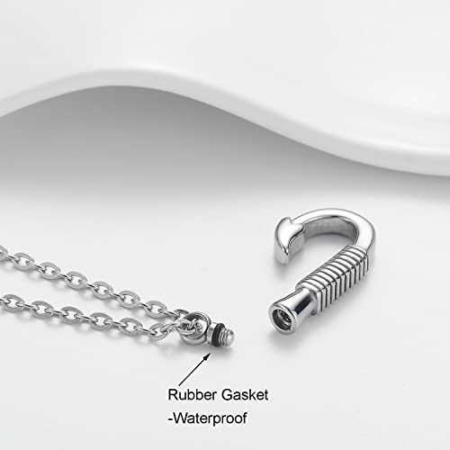 Fishing Hook Cremation Urn Necklace for Ashes, Keepsake Memorial Jewelry Black