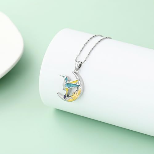 Yinplsmemory Hummingbird Urn Necklace for Ashes–Stainless Steel Cremation Jewelry for Ashes Small Urn Necklace for Human Ashes or Pet Remains Silver