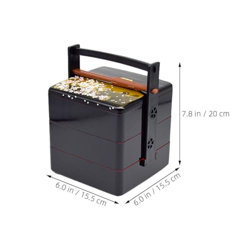 Luxshiny Sushi Box 3 Layer Bento Box with Spill Proof Lid Japanese Bento Picnic Container for Sushi Storage Lunch Travel and Grain or Cereal Storage 7.87 X 6.10 X 6.10 in