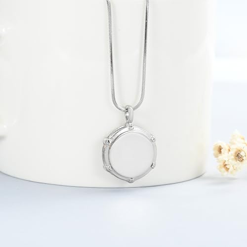 Music Drum Cremation Jewelry for Ashes Rockers Jazz Band Drum Urn Necklace Ashes Holder Stainless Steel Keepsake Pendant Necklace Silver