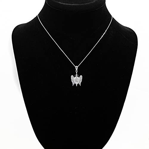 Certified 925 Sterling Silver Saint Michael Archangel Wings Cross Sword Shield "QUIS UT DEUS" Pendant Necklace 16.0 Inches